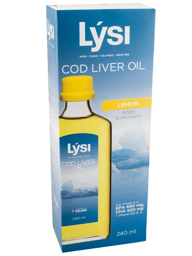 Lysi mencu aknu eļļa ar citronu garšu, 240 ml
