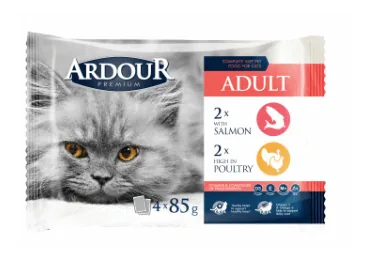 KONSERVĒTA KAĶU BARĪBA ARDOUR LASIS-MĀJPUTNI 4 X85G