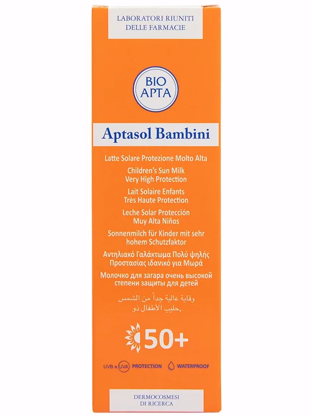 Bioapta Aptasol Bambini 50+ saules aizsardzības pieniņš bērniem, 125 ml