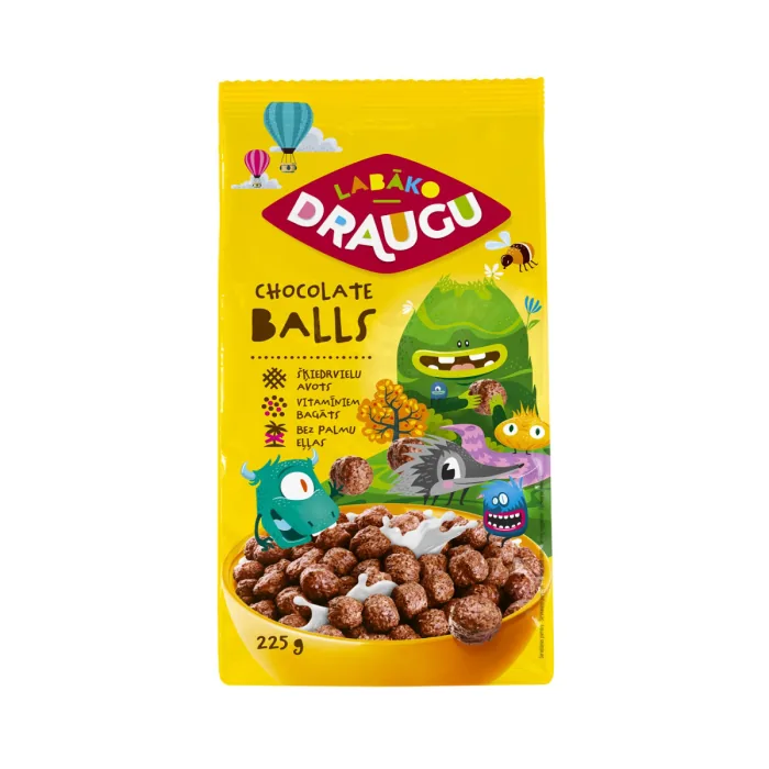 SAUSĀS BROKASTIS DRAUGU CHOCOLATE BALLS 225G