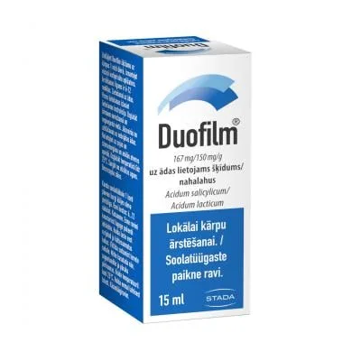 Duofilm 167 mg/150 mg/G uz ādas lietojams šķīdums 15 ml
