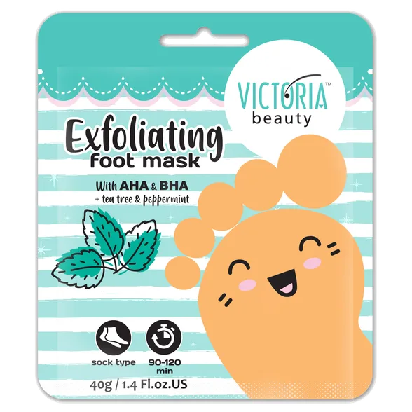 Victoria Beauty With Peppermint and tea tree exfoliating maska kājām, 40 g