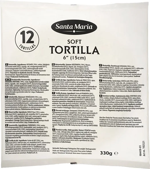 KVIEŠU TORTILJAS, 15 CM, 330 G, (12X12) SANTA MARIA