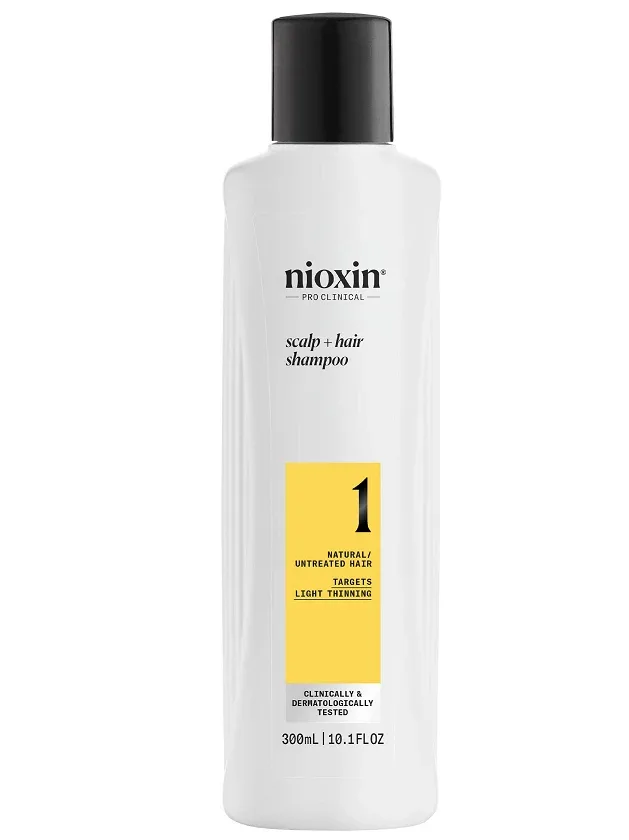 Nioxin SYS1 šampūns dabiskiem matiem ar vieglu tendenci kļūt plānākiem, 300 ml