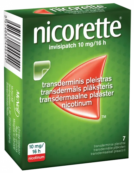 Nicorette INVISIPATCH10 mg/16H transdermāls plāksteris, 7 gab.