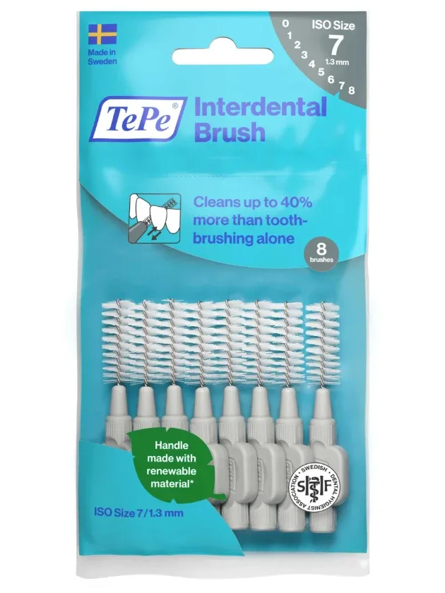 Tepe Interdental Brush starpzobu birstītes 1,3 mm, pelēka, 8 gab.