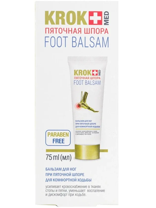 Krok med pjatočnaja špora kāju balzams, 75 ml