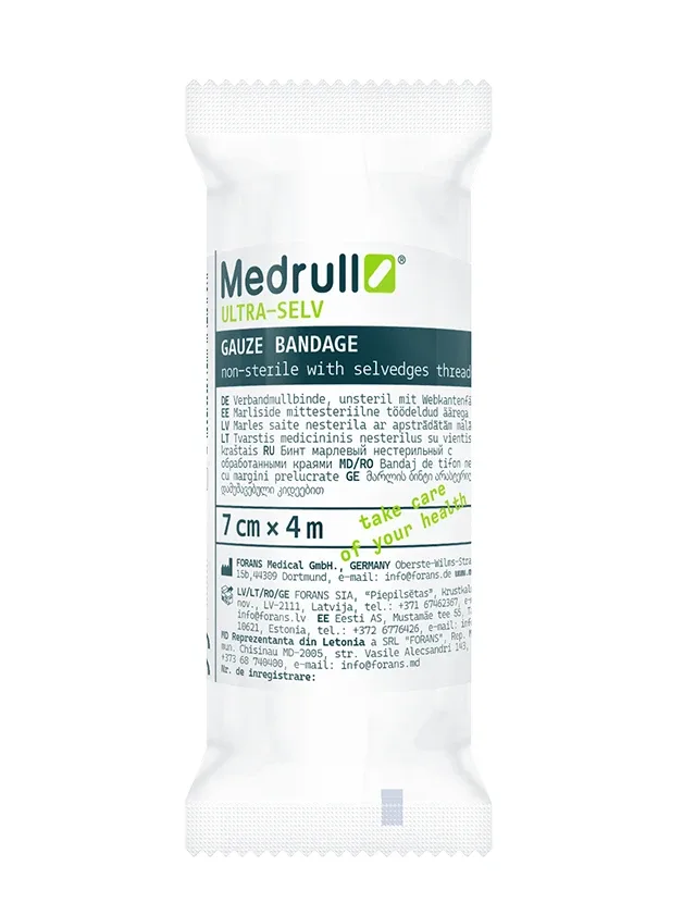 Medrull Marles Saite ar apstrādātām malām - nesterila, 4 m X 7 cm
