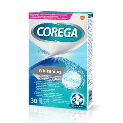 Corega Dental White tabletes zobu protēžu tīrīšanai N30