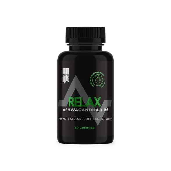 Puls Nutrition Relax Ashwagandha+B6 Gummies tabletes, 60 gab.