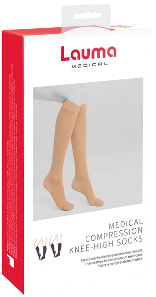 Lauma Medical Travel AD202, profilaktiskā klase A, bēšas, pāris, izmērs 25-27 medicīnskās kompresijas pusgarās zeķes, 1 gab.