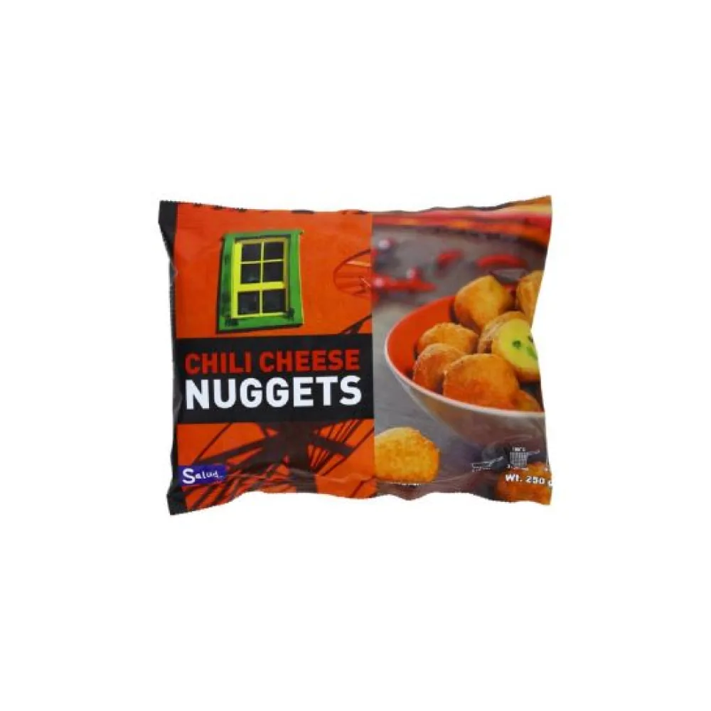 UZKODA SIERA NUGGETS AR ČEDARAS SIERU UN ZAĻIEM PĪPARIEM, PANĒJUMĀ, SALD., 250G , SALUD