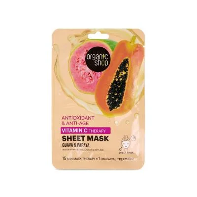 Тканевая маска для лица Organic Shop Guava & Papaya с витамином C, 1 шт.