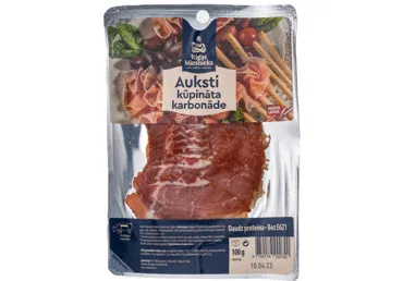 AUKSTI KŪPINĀTA CŪKGAĻAS KARBONĀDE RĪGAS MIESNIEKS 100G