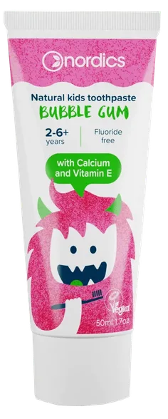 Nordics Bubble Gum bērnu zobu pasta, 50 ml
