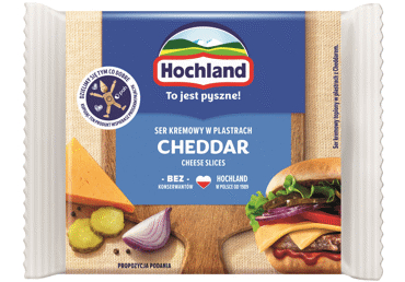 KAUSĒTAIS SIERS HOCHLAND CHEDDAR ŠĶĒLĒS 130G