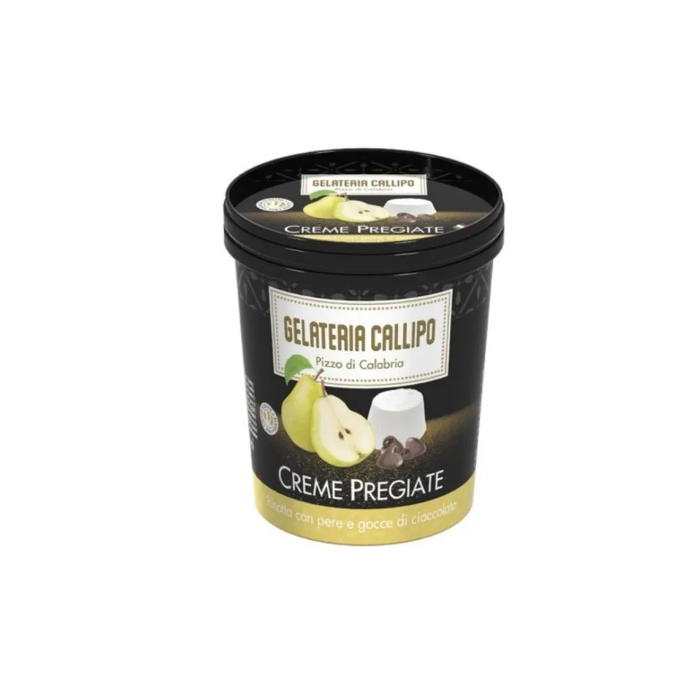 SALDĒJUMS CREME PREGIATE RICOTTA PEAR&CHOCOLATE DROP, 310G, CALLIPO GELATERIA