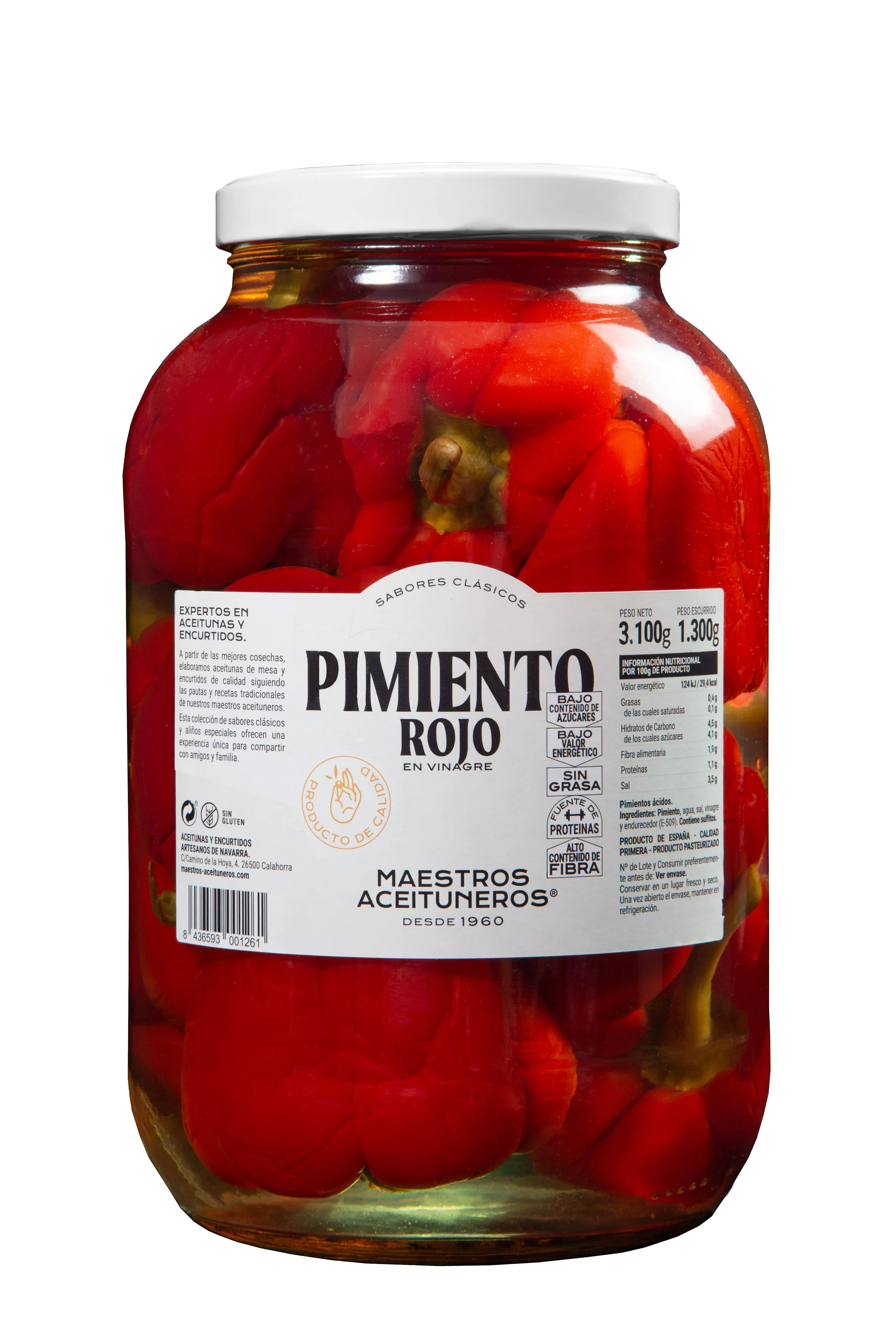 SARKANĀ PAPRIKA, MARINĒTA MAESTROS ACEITUNEROS, 3.1KG/1.3KG