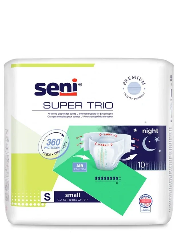 Seni Super Trio autiņbiksītes night S izmērs, 10 gb.
