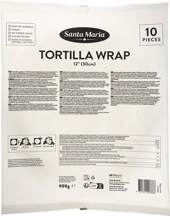 KVIEŠU TORTILJAS, 30 CM, 900G, (10X10) SANTA MARIA