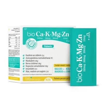 Biofarmacija BIO Ca+K+mg+ZN+D3 pulveris N28