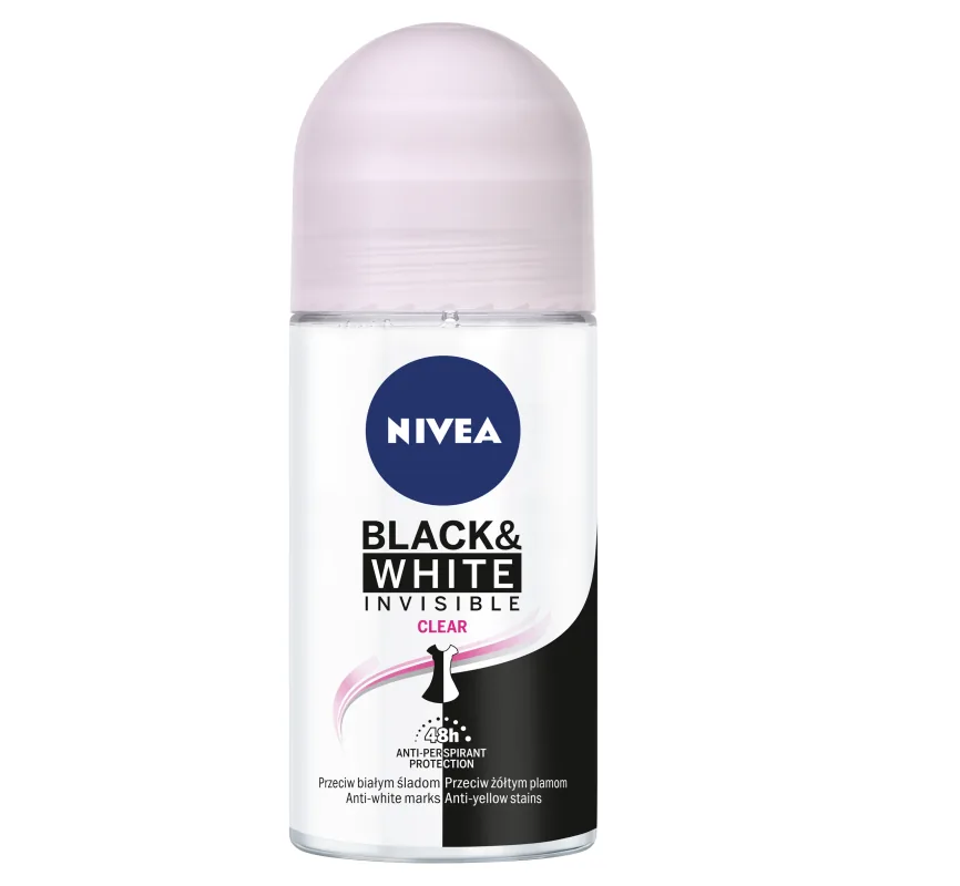 DEZODORANTS RULLIS NIVEA BLACK&WHITE CLEAR, SIEVIETĒM, 50ML