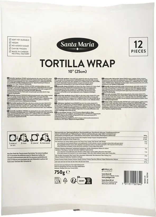 KVIEŠU TORTILJAS, 25 CM, 750 G, (12X6) SANTA MARIA