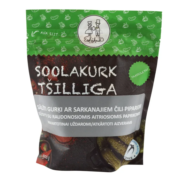 SĀLĪTI GURĶI AR SARKANO ČILLI 300 G