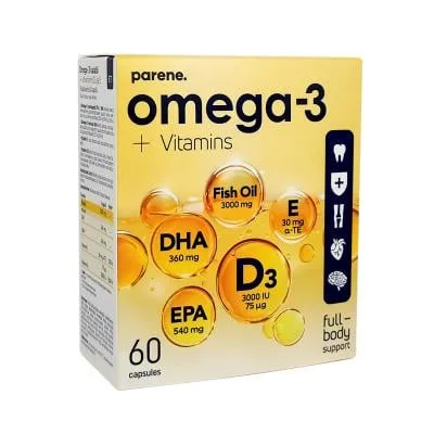 Parene Omega-3+D3+E kapsulas N60