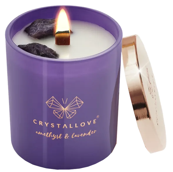 Crystallove Amethyst & Lavender Soy aromātiskā svece, 1 gab.