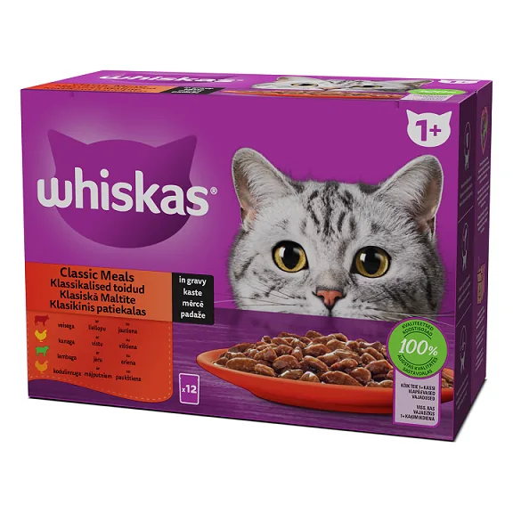 MITRĀ BARĪBA WHISKAS 1+ KLASISKĀ IZLASE 12-PAKA POUCH 12X85G