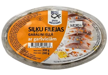 SIĻĶU FILEJAS GABALIŅI EĻĻĀ AR GARŠVIELĀM ZIVJU MEISTARS 300G