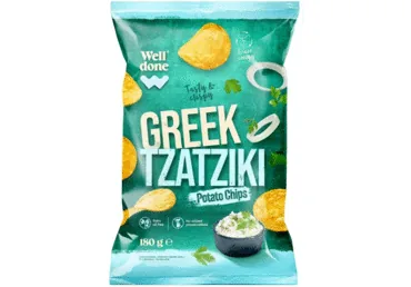 KARTUPEĻU ČIPSI TZATZIKI WELL DONE 180G
