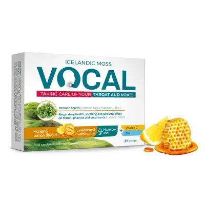 Vocal ar citronu un medus garšu sūkājamās pastilas N24