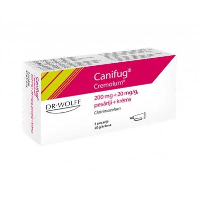 Canifug Cremolum, 200 mg + 20 mg/G, pesāriji + krēms (3 x 200 mg) pesāriji un 1 tūbiņa (20 g)