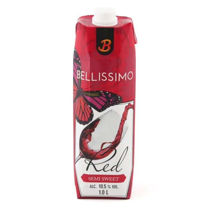 Sarkanvīns bellissimo pussaldais 10,5% 1 l