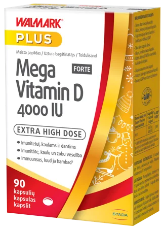 Витамин D Walmark Mega Vitamin D Forte 4000 IU Plus капсулы, 90 шт.