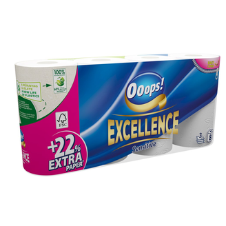 TUALETES PAPĪRS OOOPS! EXCELLENCE SENSITIVE 8 RUĻĻI 3 KĀRTU