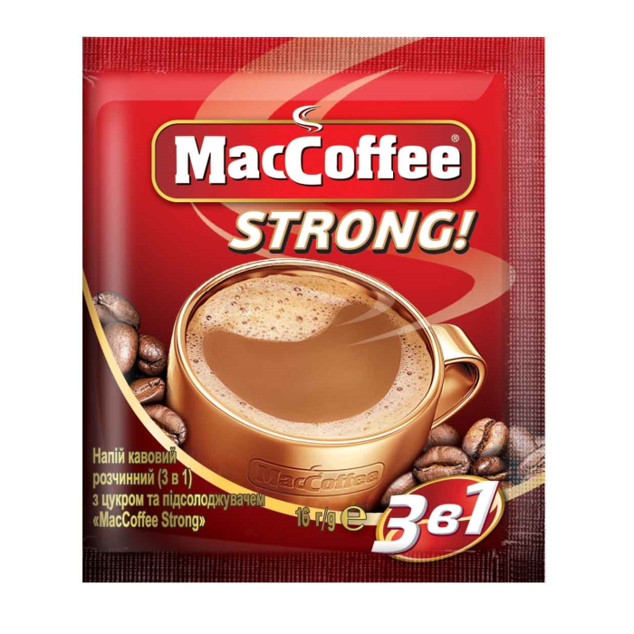 KAFIJAS DZĒRIENS MACCOFFEE 3IN1 STRONG 16G