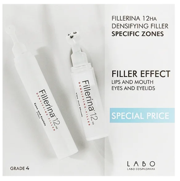 Fillerina 12HA Intensity 4 dermo-kosmētika pildvielas lūpām un acu zonai komplekts, 1 gab.