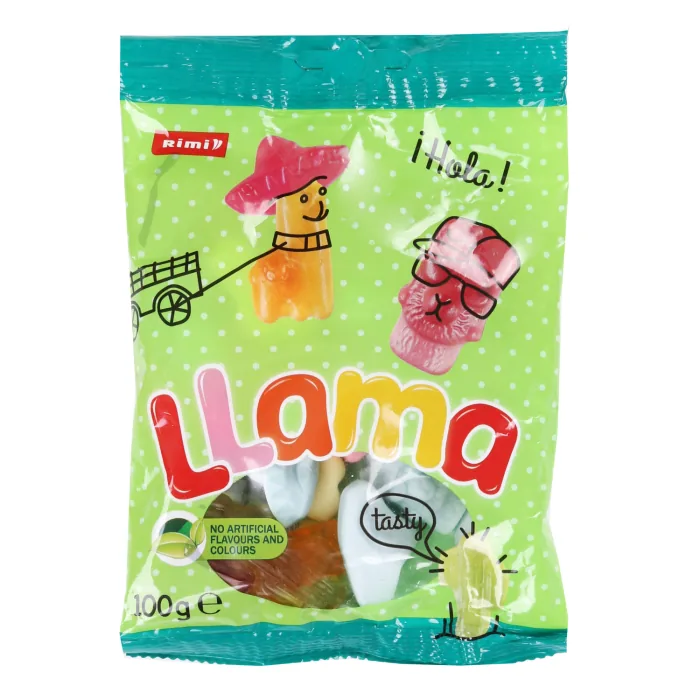 ŽELEJKONFEKTES AR AUGĻU GARŠU LLAMA MIX RIMI 100G