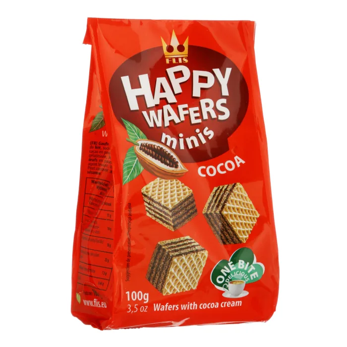 VAFELES HAPPY AR KAKAO PILDĪJUMU 100G
