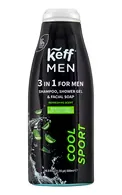 KEFF MEN MINT COOL SPORT 3IN1 ŠAMPŪNS, DUŠAS ŽELEJA UN SEJAS MAZGĀŠANAS LĪDZEKLIS, 500ML