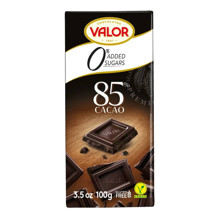 TUMŠĀ ŠOKOLĀDE VALOR BEZ CUKURA 85% 100G