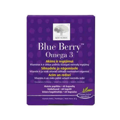 New nordic Blue Berry Omega-3 kapsulas redzei N60