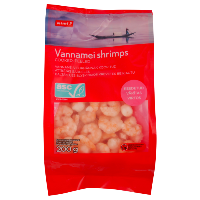 GARNELES RIMI VĀRĪTAS, ATTĪRĪTAS SALDĒTAS 100/200 ASC 250G/200G