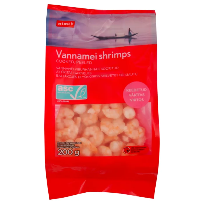 GARNELES RIMI VĀRĪTAS, ATTĪRĪTAS SALDĒTAS 100/200 ASC 250G/200G