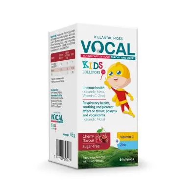 Vocal Kids ar ķiršu garšu sūkājamās pastilas N6