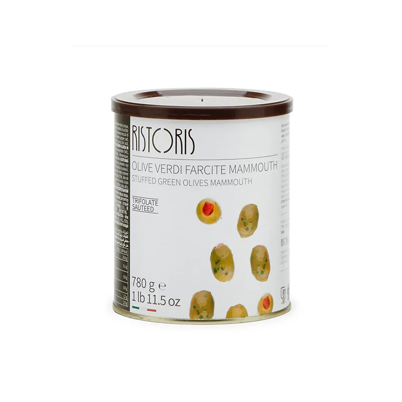 ZAĻĀS OLĪVAS, LIELAS RISTORIS, PILDĪTAS AR SARKANAJIEM PIPARIEM, 780G/400G