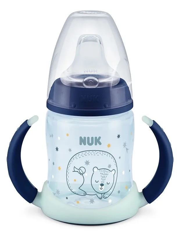 Nuk mācību pudele tumsā spīdoša ar silikona knupi, 150 ml